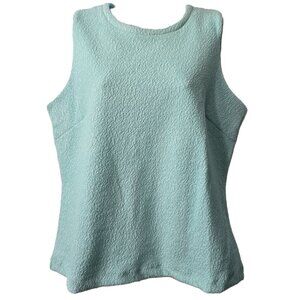 J McLaughlin Sleeveless Shell Top L Textured Stretch Keyhole Robins Egg Blue NEW